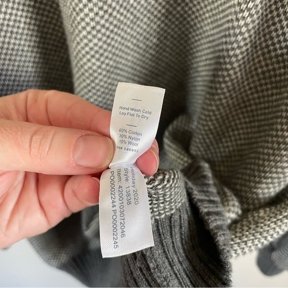 Marine Layer Enzo Contrast Trim Wool Blend Crew Neck Sweater Grey Size Medium - Picture 8 of 9